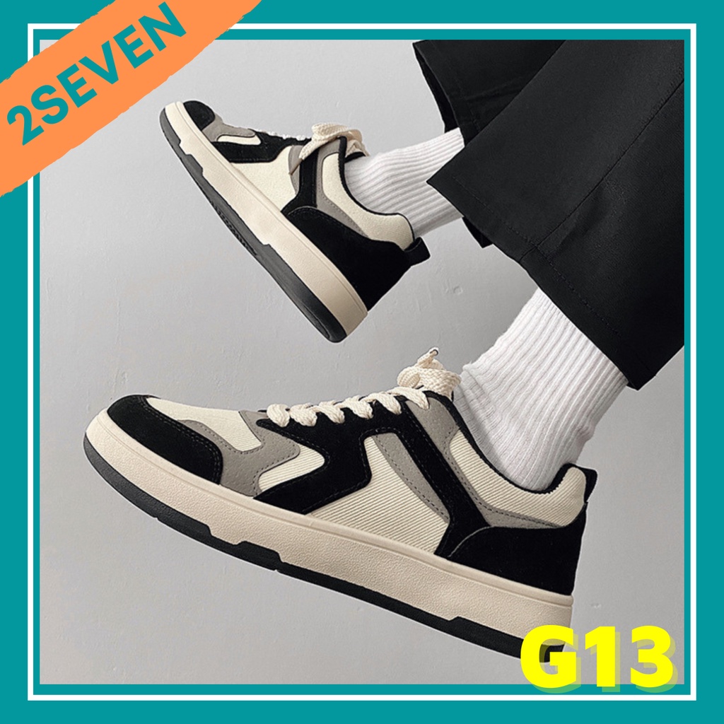Giày nam thể thao sneaker cổ thấp chất liệu vải kết hợp da lộn, đế cao su non mềm mại trẻ trung Hàn Quốc - 2SEVEN - G13