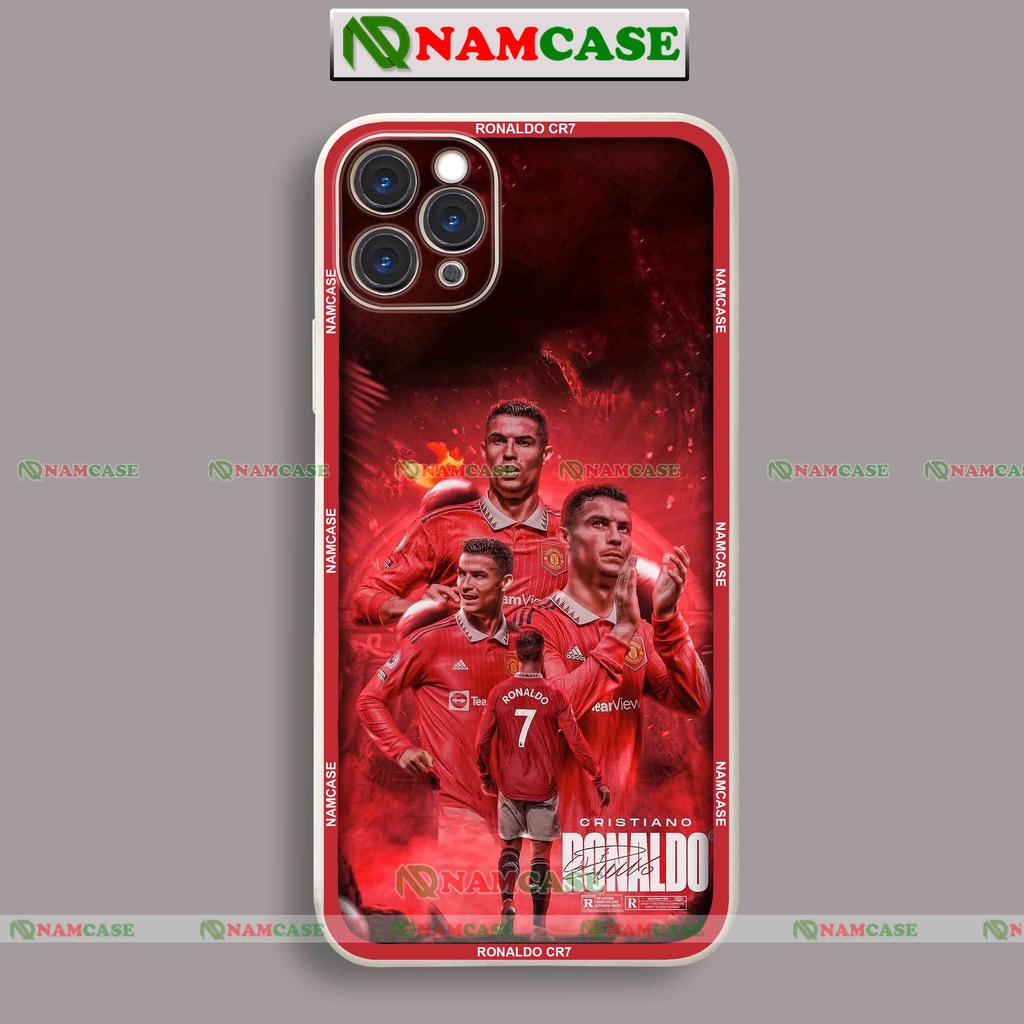 Ốp lưng điện thoại iPhone cạnh viền vuông hình bóng đá cristian ronaldo cr7 ip 6/6s/7/8/X/XS/XR/11/12/13/14 Pro Plus Max
