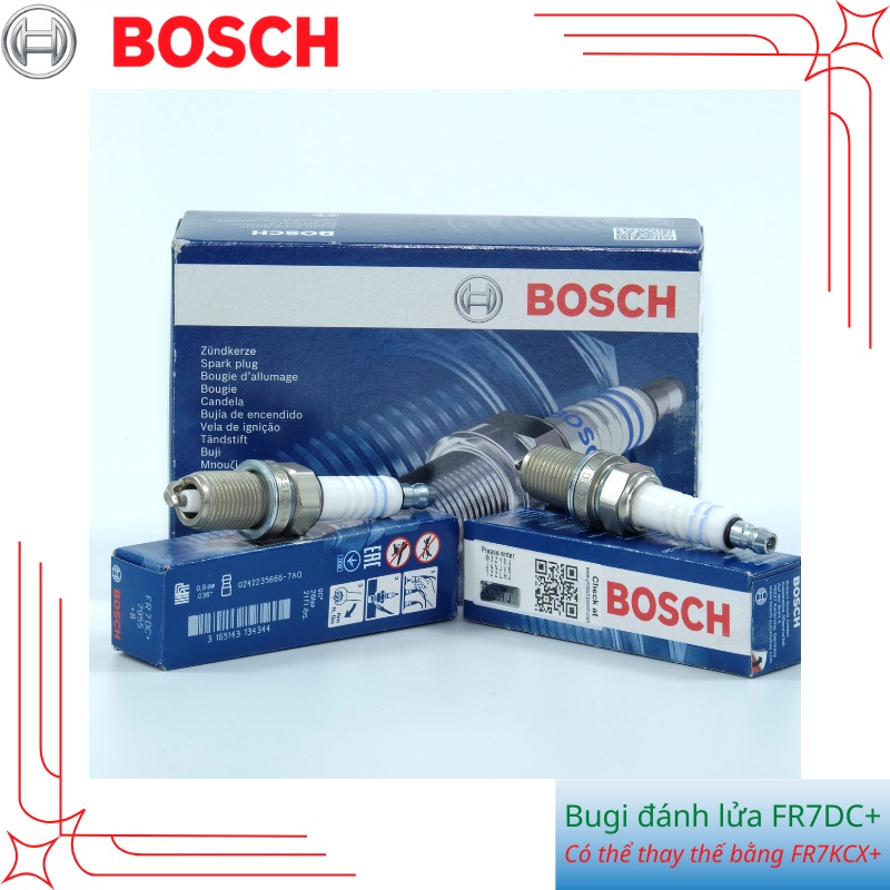 Bugi đánh lửa BOSCH FR7DC+ Bugi chân ngắn, đường kính ren 14mm, Made in RUSSIA, có thể thay thế bằng FR7KCX+ | HIBUAUTO