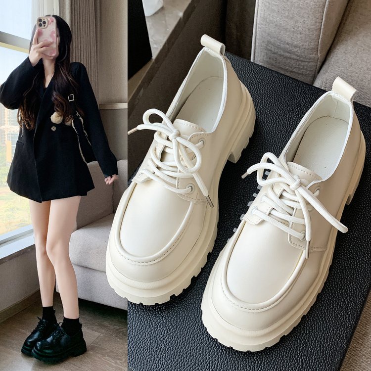 Giày Cột Dây Đế Dày Phong Cách Ulzzang Đơn Giản Dễ Phối Đồ Cho Học Sinh