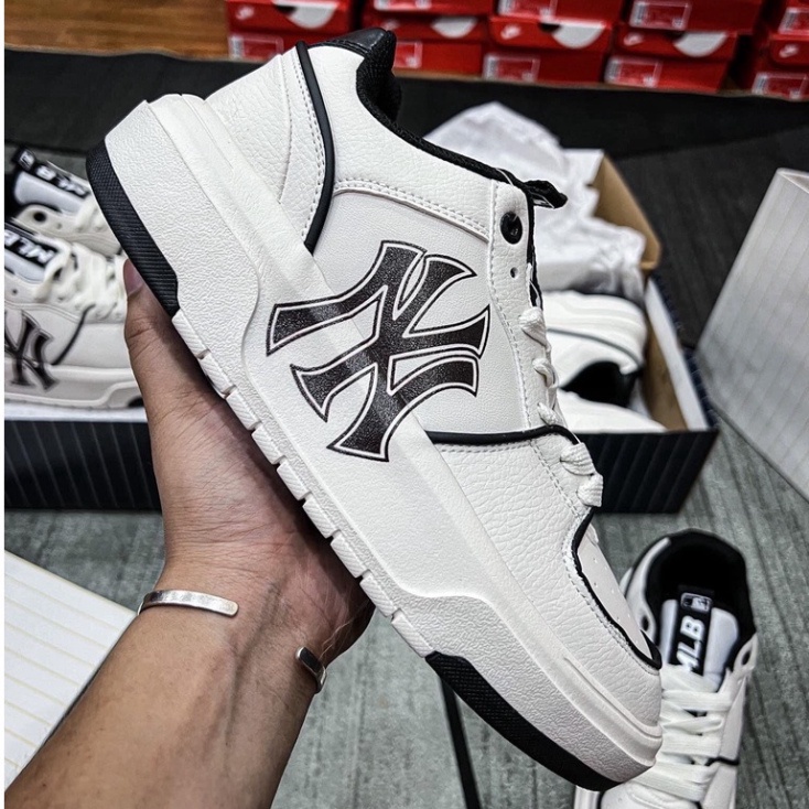 Giày MLB Nam Nữ, Giày MLB Chunky NY đen, Giày Độn Đế 5cm tăng chiều cao