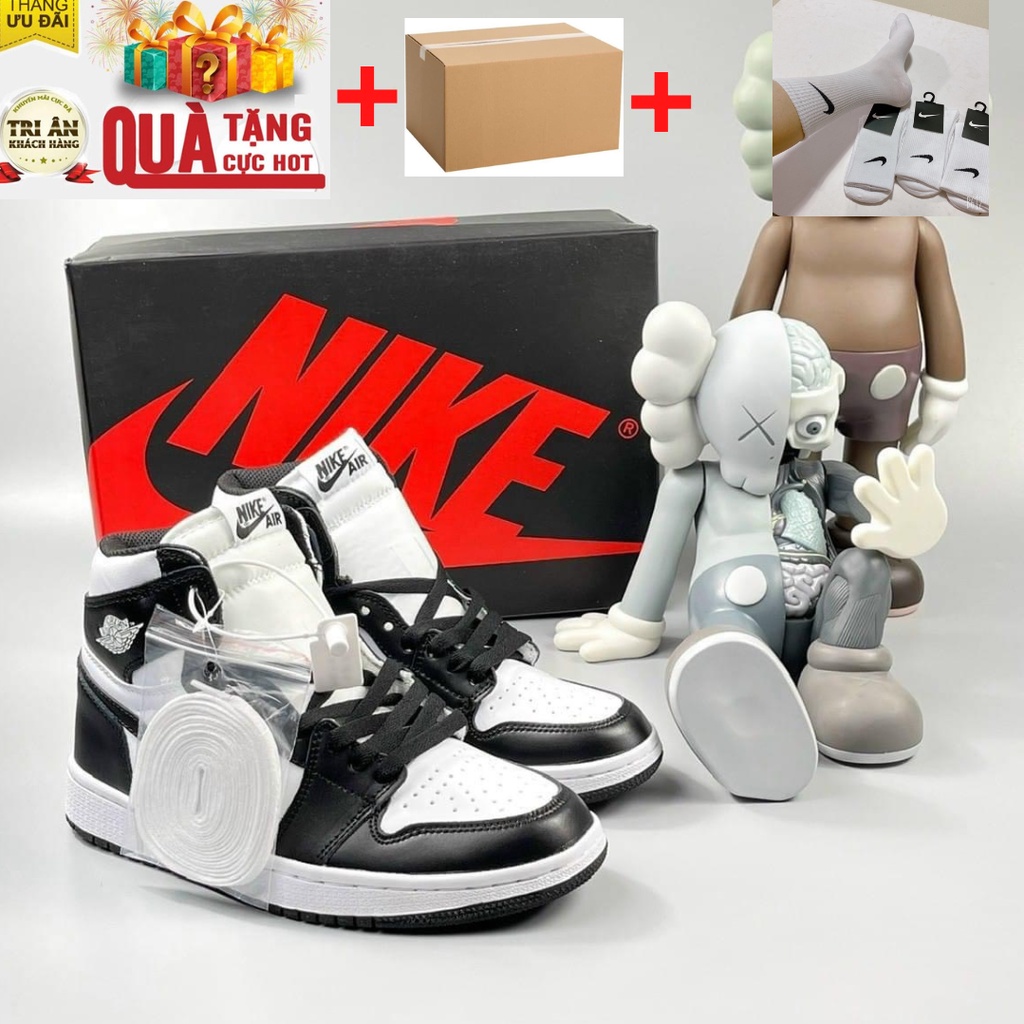 Giày Sneaker Jordan Cổ Cao Nam Nữ, Giày Sneaker JD 1 High Panda Đen Trắng x OG. SC chất lượng cao