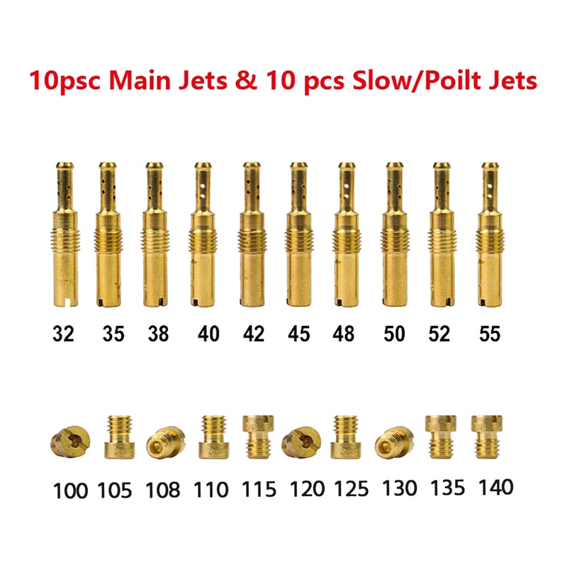 Set 10 Bộ Chế Hòa Khí Chính Và 10 Vòi Phun Cho PWK Keihin OKO CVK PWM NSR KSR