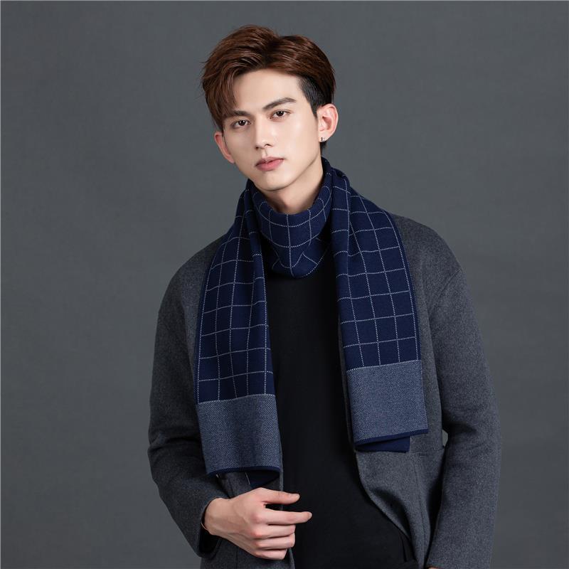 Khăn Choàng Cổ Dài Giả Len Dày Dặn Thời Trang Mùa Đông Phong Cách Hàn Quốc Cho Nam