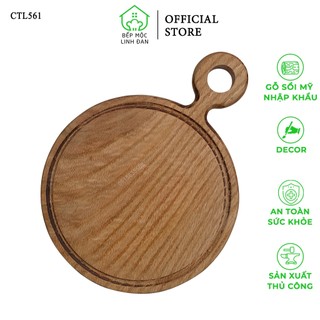 Khay pizza gỗ sồi nguyên tấm hahanco siêu sạch bền đẹp
