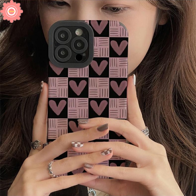 Ốp Điện Thoại Da Silicon Mềm Chống Sốc Hình Trái Tim iPhone 11 XR 7Plus 13 12 14 Pro Max X XS Max 7 8 Plus 13 14 Pro Max