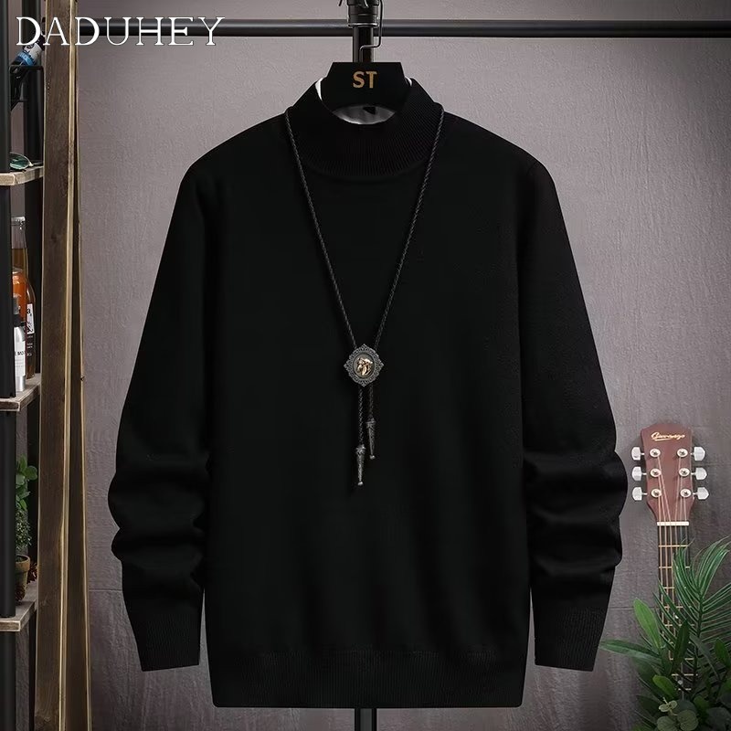 DaDuHey Men's and Women's Autumn Solid Color round Neck Couple's Sweater Korean Style Loose Trend Pullover Leisure Long-Sleeved Versatile Top
