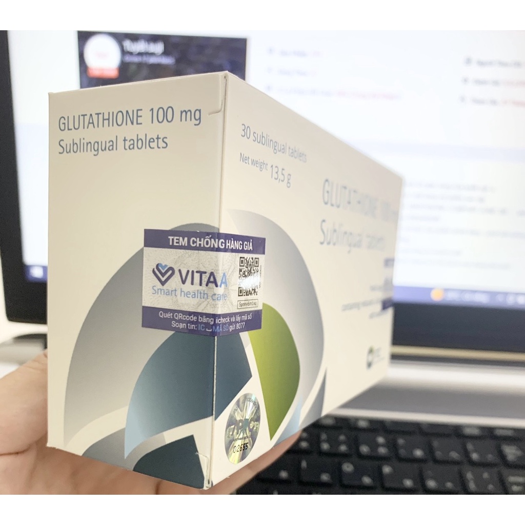 Viên Ngậm Trắng Da Glutathione 100mg Sublingual Tablets { hàng công ty}
