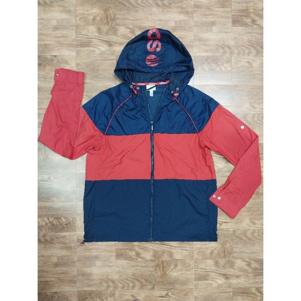 Áo khoác gió 2hand Adidas, 1 lớp, authentic, size L, túi 2 bên, có mũ, quá chất