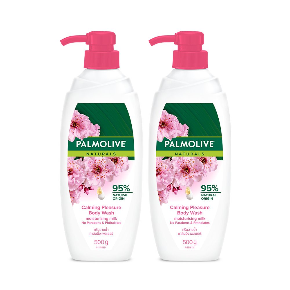 Bộ 2 chai sữa tắm Palmolive sảng khoái dịu êm 100% chiết xuất từ hoa anh đào 500g