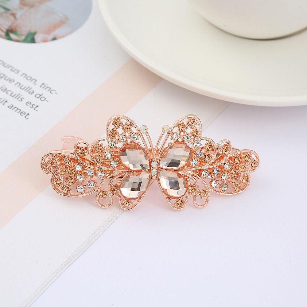 Kẹp Tóc Đuôi Ngựa Cỡ Lớn Họa Tiết Bướm Lấp Lánh Tinh Tế Giá Đỡ