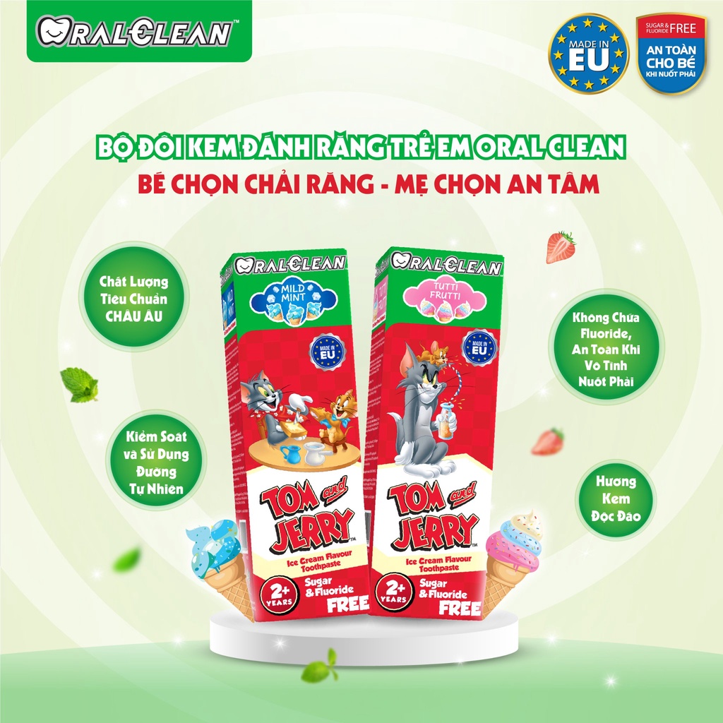 Bộ 3 kem đánh răng cho bé OralClean Tom and Jerry Tutti-Frutti