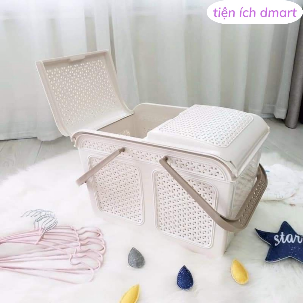 làn nhựa đi sinh có nắp làn nắp mây có quai nhựa cao cấp Việt Nhật