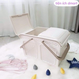 làn nhựa đi sinh có nắp làn nắp mây có quai nhựa cao cấp Việt Nhật 2604