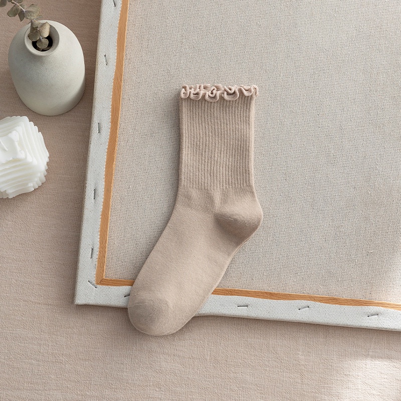 Vớ FHYL cổ cao vừa viền ren thời trang thu đông xinh xắn dành cho nữ