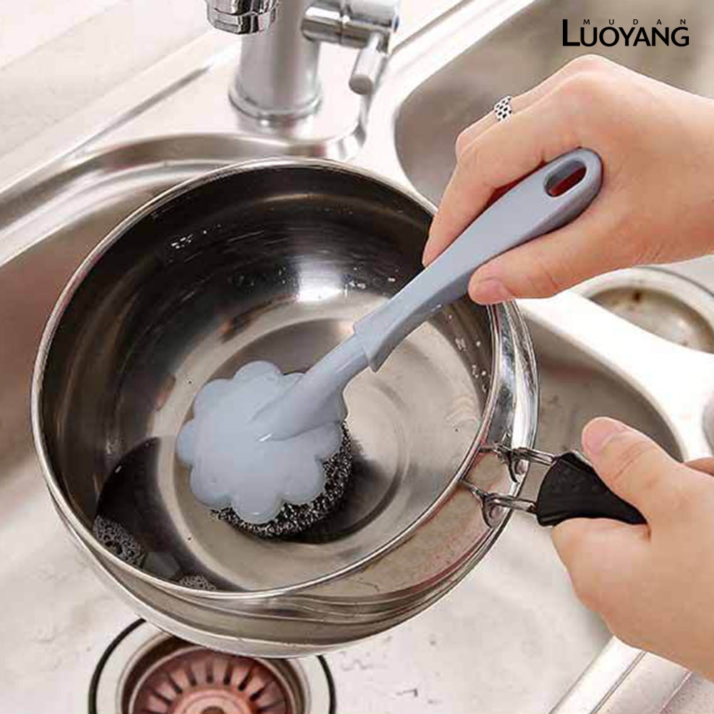 Cọ Chà Nồi Sợi Thép Tay Cầm Bằng Nhựa Tiện Lợi