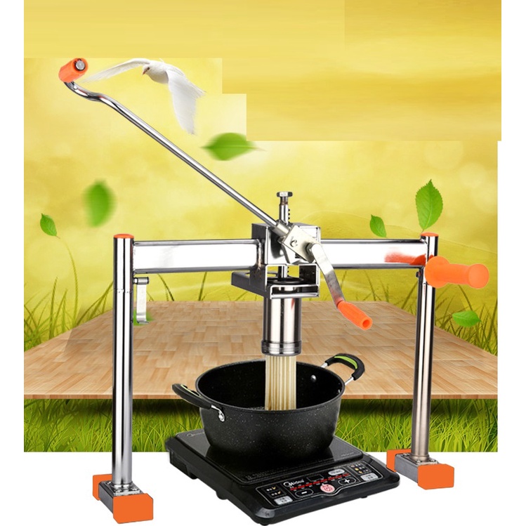 máy làm làm bún, bánh canh inox cao cấp 2 chân th17 có 7 đầu đa năng làm mì tươi ép tay, mì tròn, mì ống, mì spaghetti