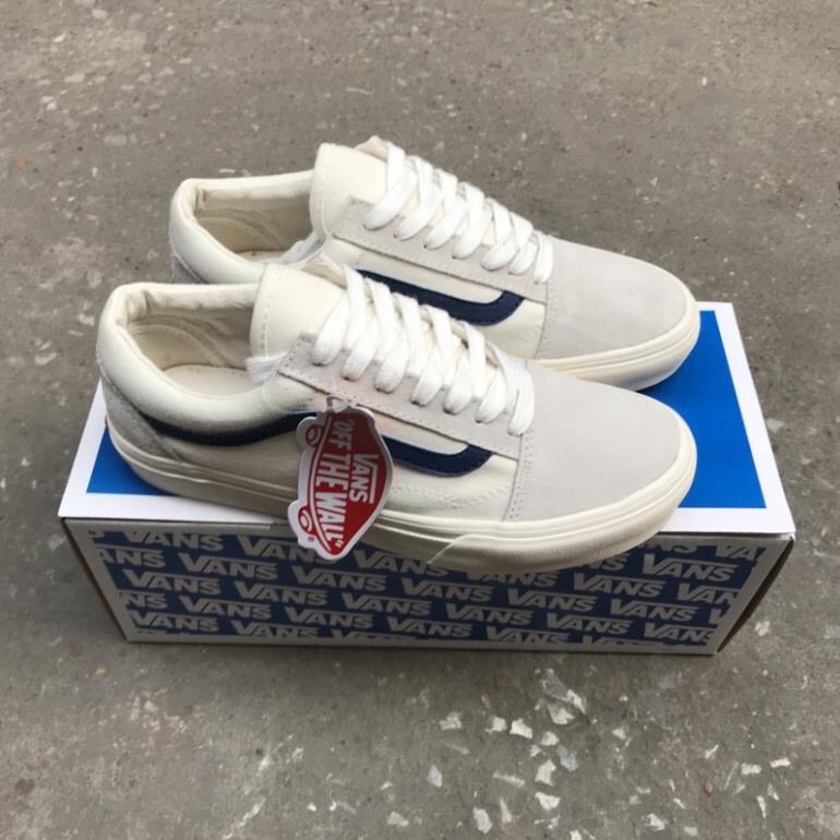 Giày thể thao vans trắng xám sọc đen mẫu mới 2022 full box bill