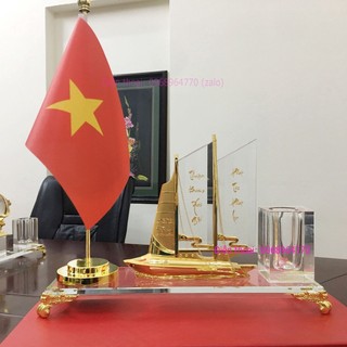 Hộp đựng bút doanh nhân, khay đựng bút pha lê cao cấp thuận buồm xuôi gió K8