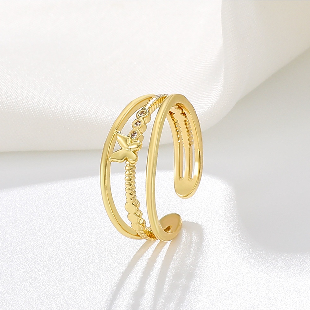 Nhẫn Hở Hình Bướm Nhiều Lớp Bằng Kim Loại Thời Trang Cho Nữ