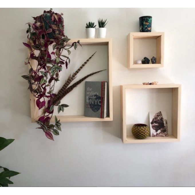 Combo Kệ Trang Trí Tường Gỗ Thông Nhiều Mẫu