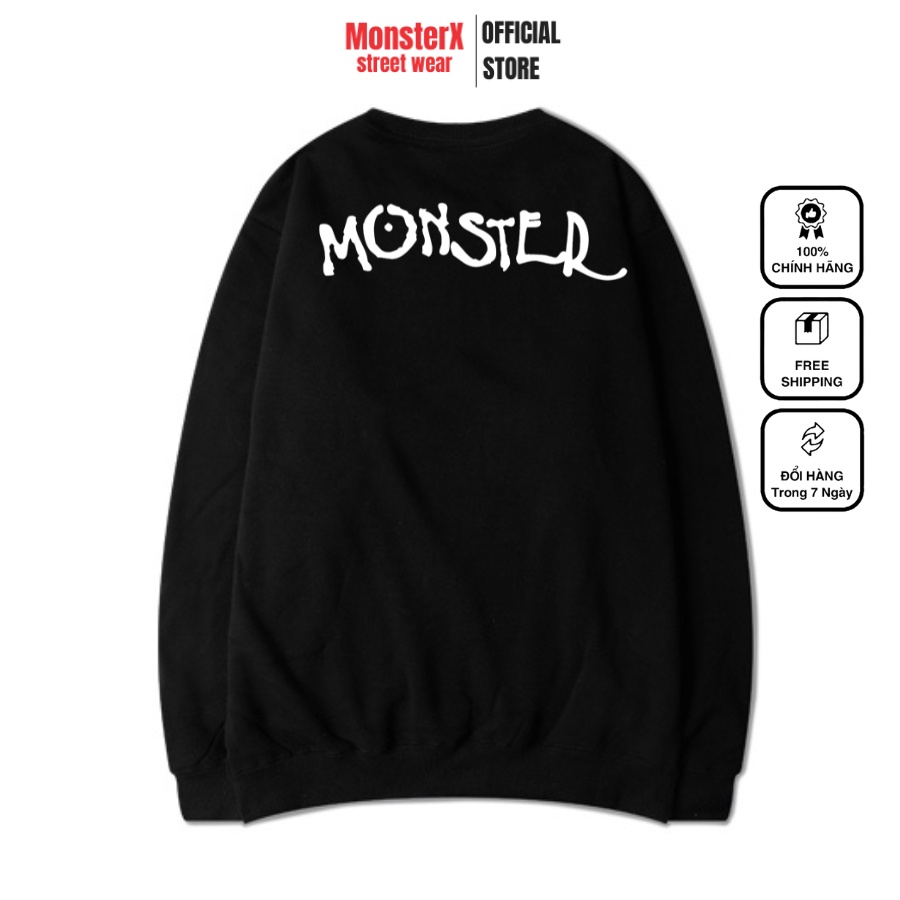 Áo dài tay trơn NỈ BÔNG Unisex Monster X Street Gang Trap Sweater Ulzzang cặp đôi nam nữ form rộng oversize Hàn Quốc