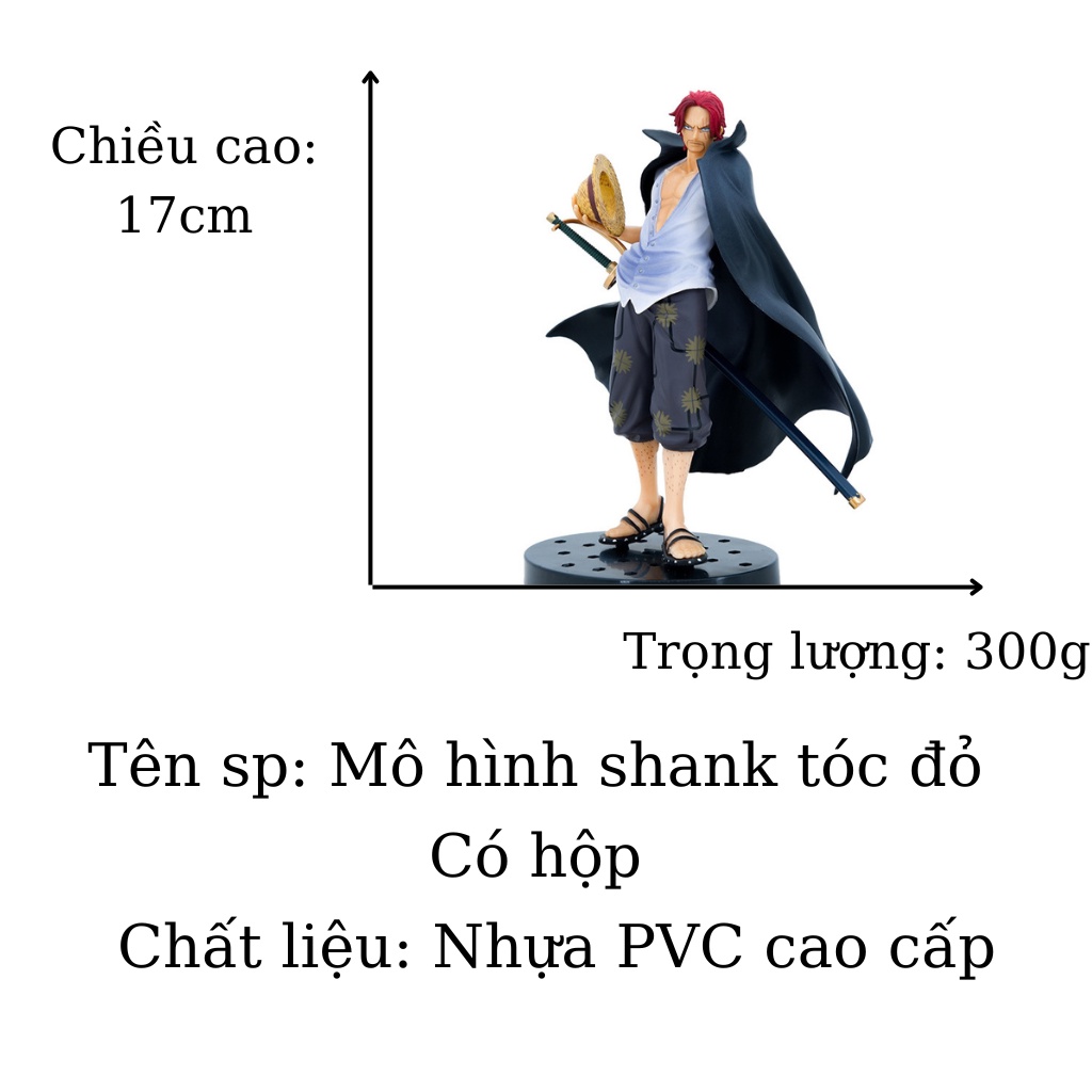 Mô hình One piece tứ hoàng Shank tóc đỏ cao 17cm, figure nhân vật anime vua hải tặc Luffy Store, mô hình trang trí