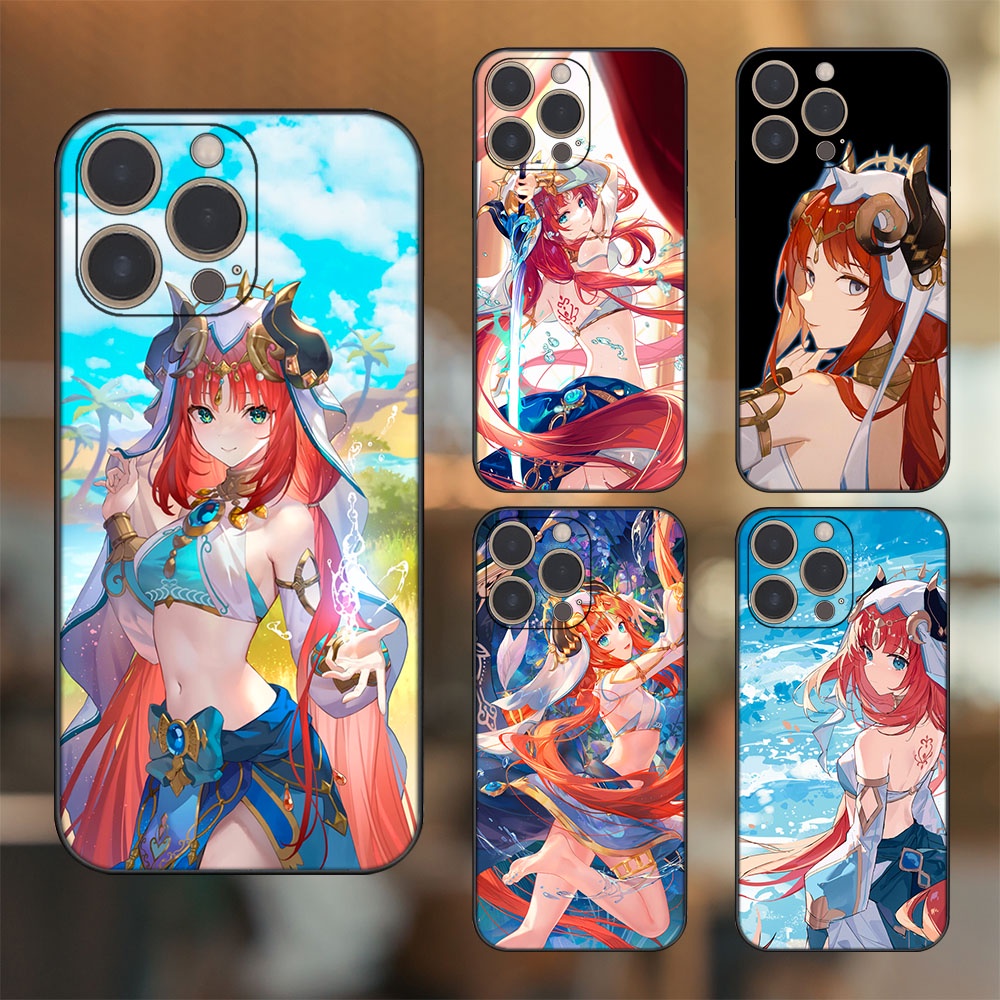Ốp lưng iPhone 14 Pro dẻo đen cạnh vuông in hình Nilou Genshin Impact