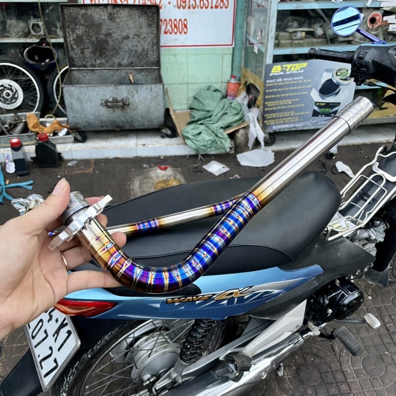 Cổ Pô Titanlium dành cho Wave - Dream - Wave A - futer led - RSX