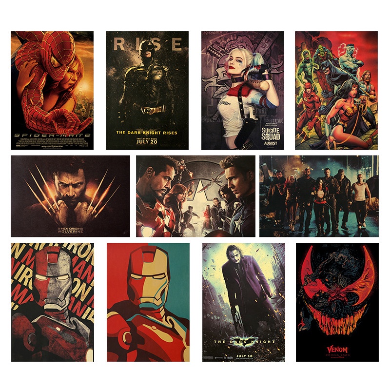 Set 50 Tấm Áp Phích Dán Tường 50.5 * 35cm Hình Nhân Vật Phim Marvel "Iron Man"