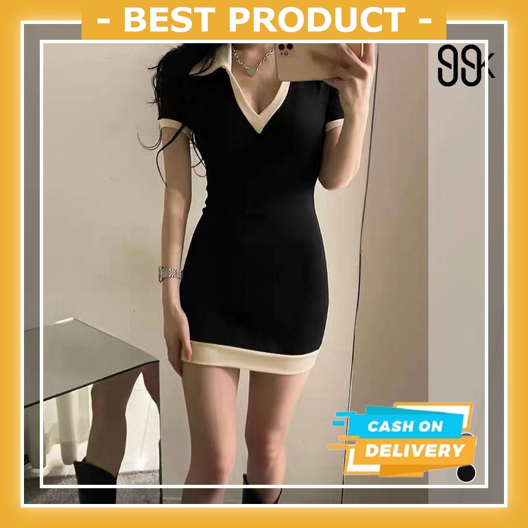 Trang Phục Hồi Giáo Thời Trang | Váy Hồi Giáo Tuổi Teen | Áo Choàng Đẹp Thanh Lịch | Đầm Sơ Mi Cổ V Ngắn Tay Dáng Ôm Thời Trang Hàn Quốc Dành Cho Nữ 1455 (S-Xl)