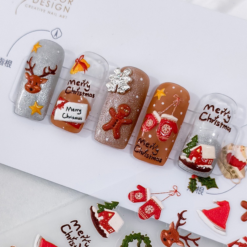 Miếng Dán Trang Trí Móng Tay Họa Tiết Giáng Sinh 5D TS-1956