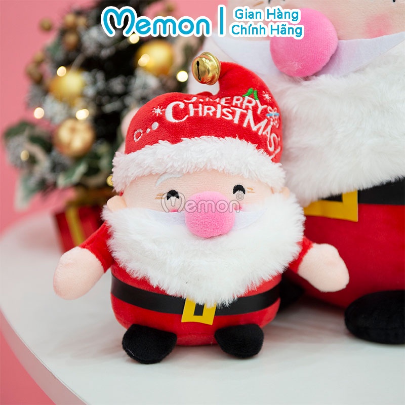 Gấu Bông Ông Già Noel Béo Ngồi Mũ Chuông Cao Cấp Memon