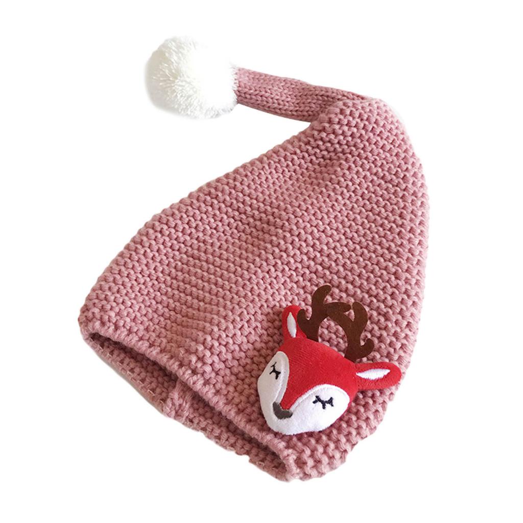Nón Len Giáng Sinh Đính Banh Lông Dễ Thương Cho Bé 2-6 Tuổi