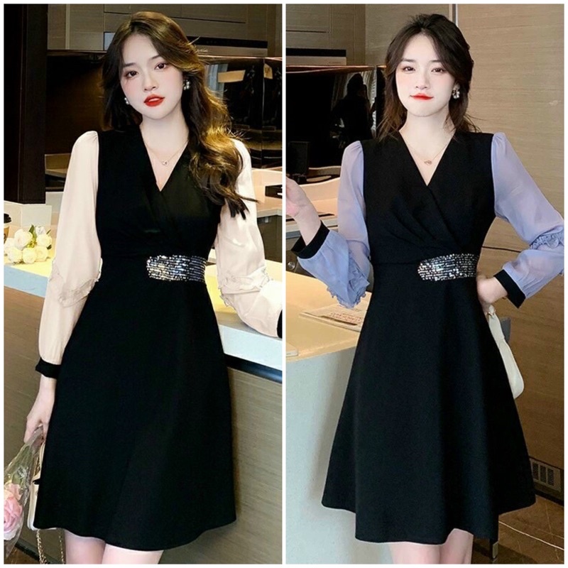 HÀNG NHẬP - ĐẦM XÒE TAY VOAN EO KẾT KIM SA CAO CẤP