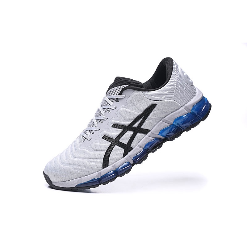 Giày Chạy Bộ Asics GEL- QUANTUM 360 5 Dệt Kim Thoáng Khí Chống Trượt / Mòn / Sốc / Đen / Xanh Dương Tiêu Chuẩn Cho Nam