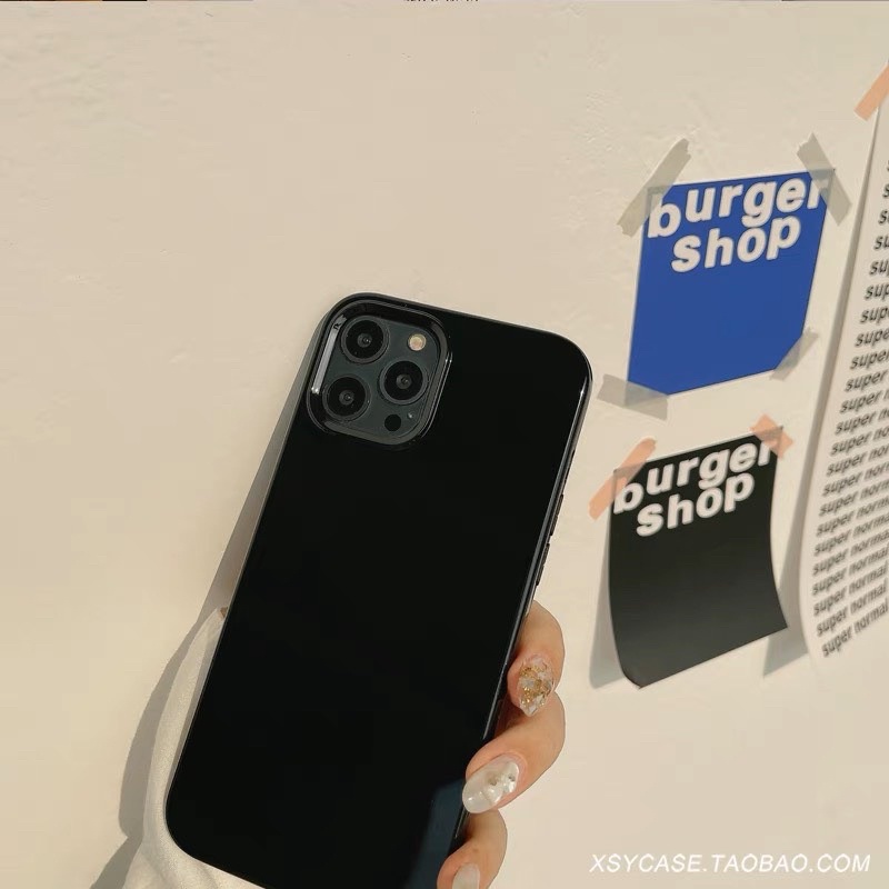 Ốp lưng ip chất bóng màu đen trơn chống bẩn dành cho ip