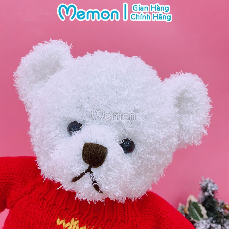 Gấu Bông Teddy Head Tales Trắng Áo Đỏ Giáng Sinh Noel Cao Cấp Memon