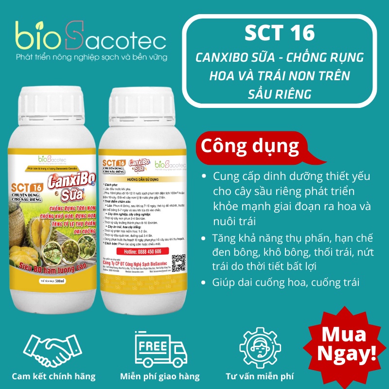 SCT 16 CanxiBo Sữa – Chống rụng hoa và trái non trên sầu riêng