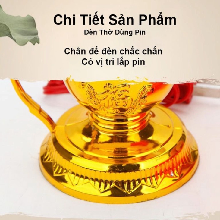 Đèn Thờ Vĩnh Cửu Sử Dụng Pin - Đèn Để Lên Bàn Thờ Trang Nghiêm Tôn