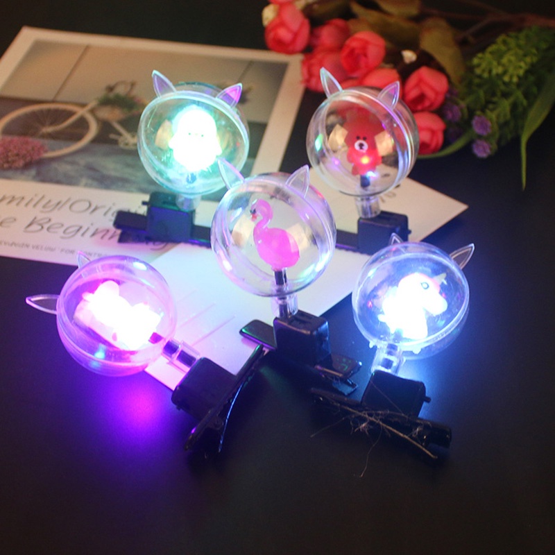 Kẹp Tóc Đèn LED Hình Hoạt Hình Đáng Yêu