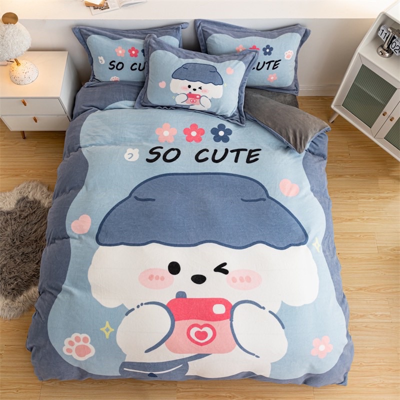 Set ga nỉ nhung 3D IGUN BEDDING siêu dày dặn, mềm mịn