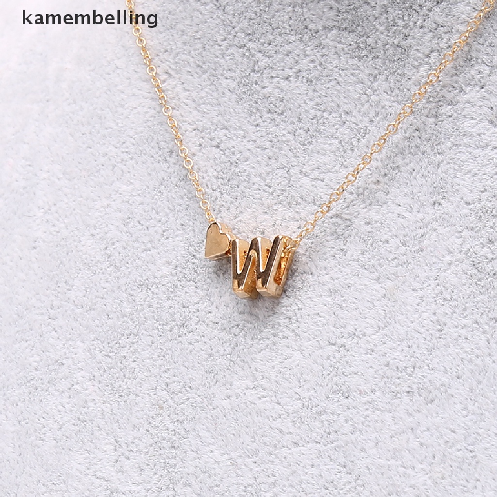 Kamembelling Vòng cổ Mặt Trái Tim Nhỏ Màu Vàng / Bạc Khắc Chữ Sumeng Thời Trang