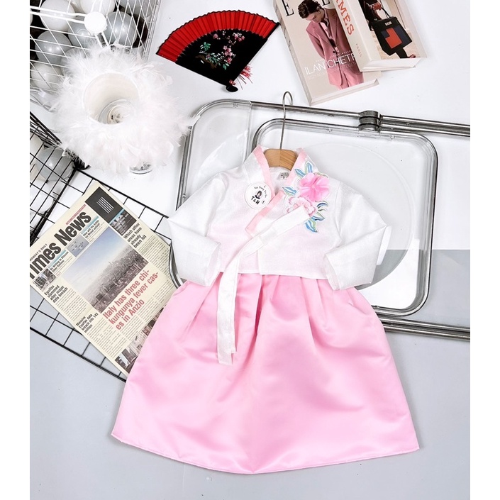 Set váy hanbook 2 chi tiết cho bé gái hàng gấm takta cao cấp