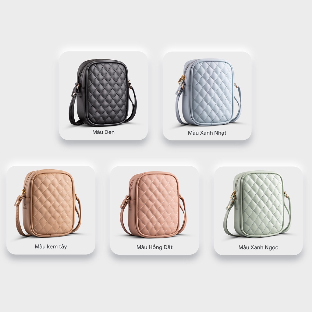 Túi đeo chéo nữ mini họa tiết trần chỉ caro YUUMY Seasand YN131