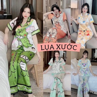 ẢNH THẬT pijama tay ngắn lụa xước thiết kế cao cấp, đồ bộ nữ mặc nhà lụa xước, pijama nữ giá rẻ tận xưởng, freeship