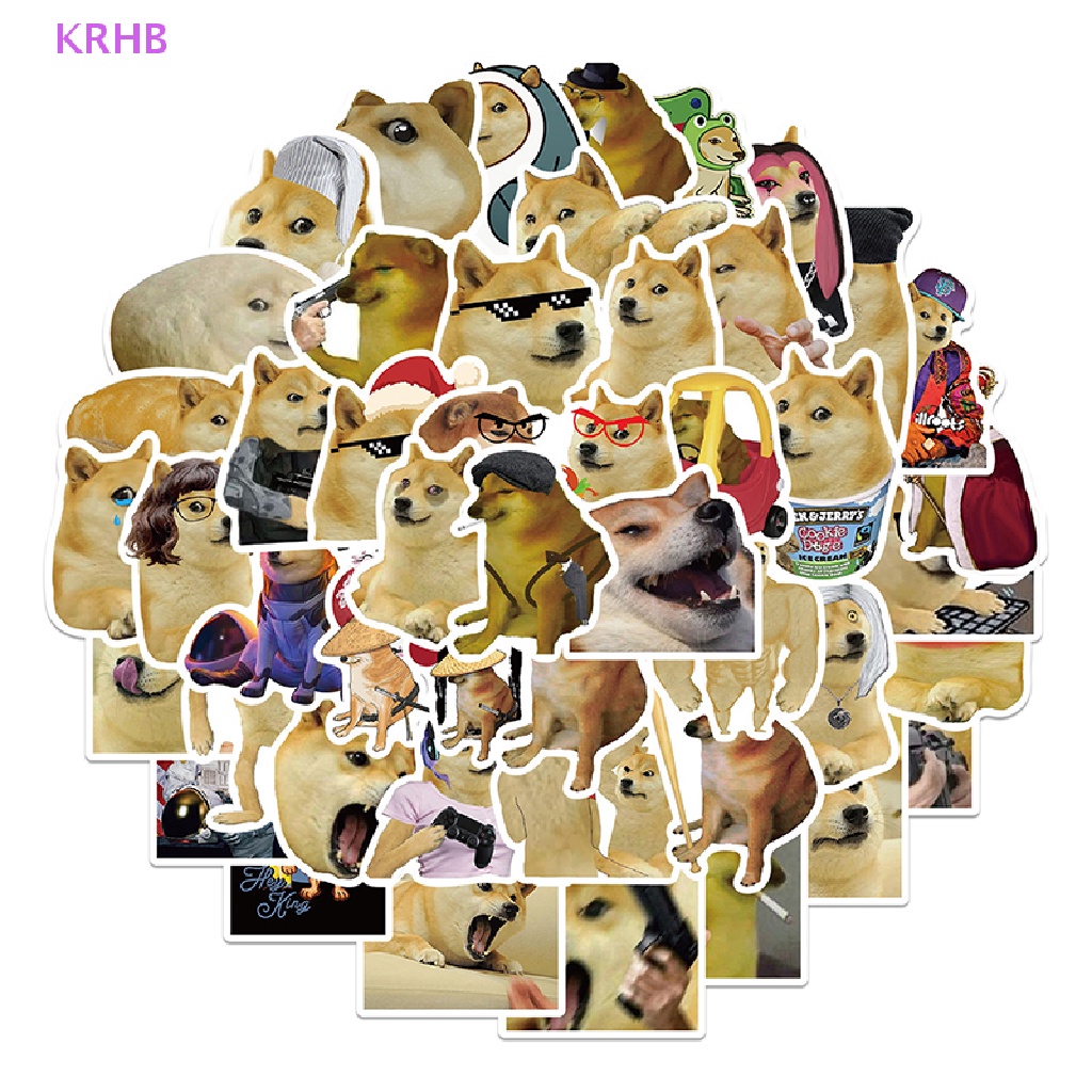 Set 50 Miếng Dán Hình Chú Chó Vui Nhộn Trang Trí Laptop / Guitar / Ván Trượt / Điện Thoại DIY Mới