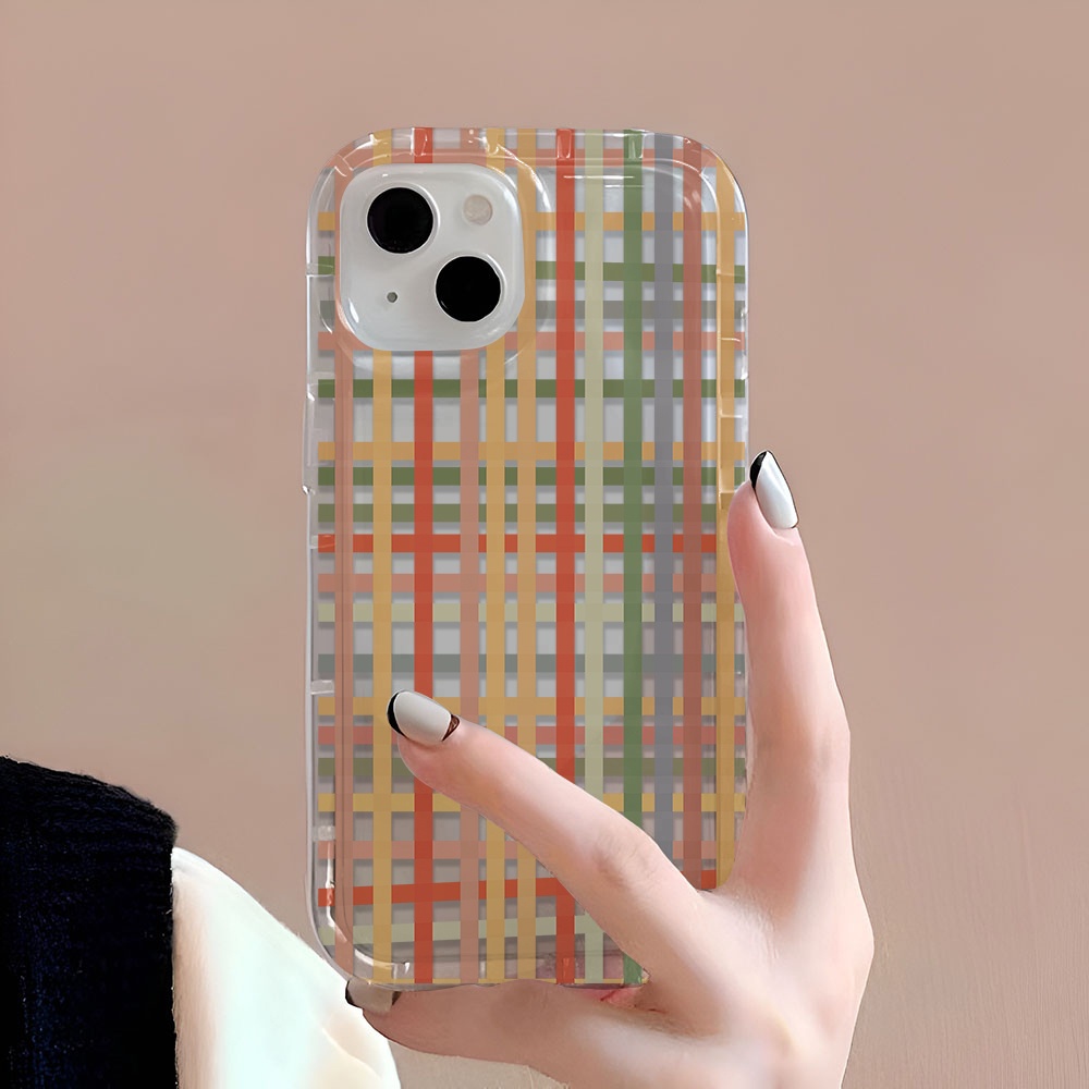 Ốp Điện Thoại Trong Suốt Có Túi Khí In Họa Tiết Lưới Thời Trang Cho iphone 14promax 11 13 12 7Plus X XS Max