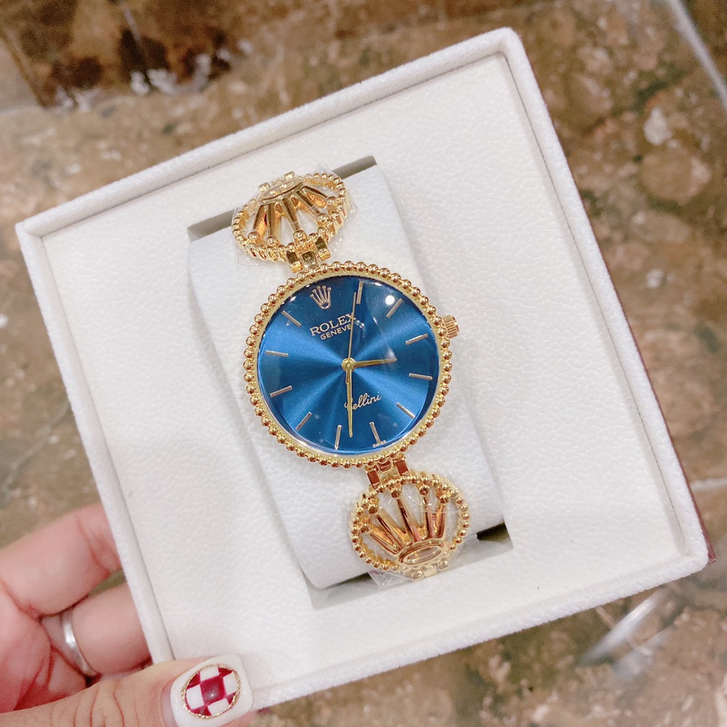 Đồng hồ nữ đeo tay rolex, đồng hồ thời trang đính đá dây thép đặc bảo hành 12 tháng