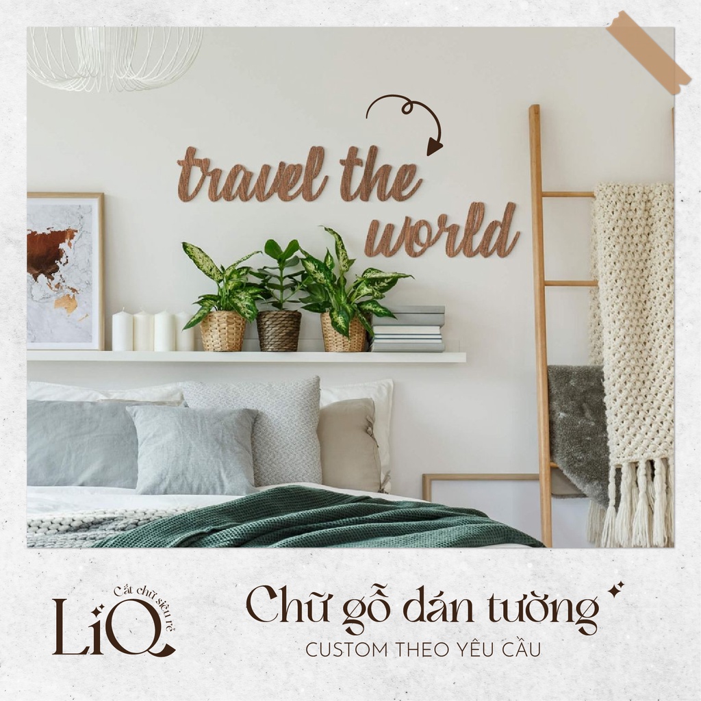 Chữ nổi dán tường trang trí Gỗ - Mica - Alu